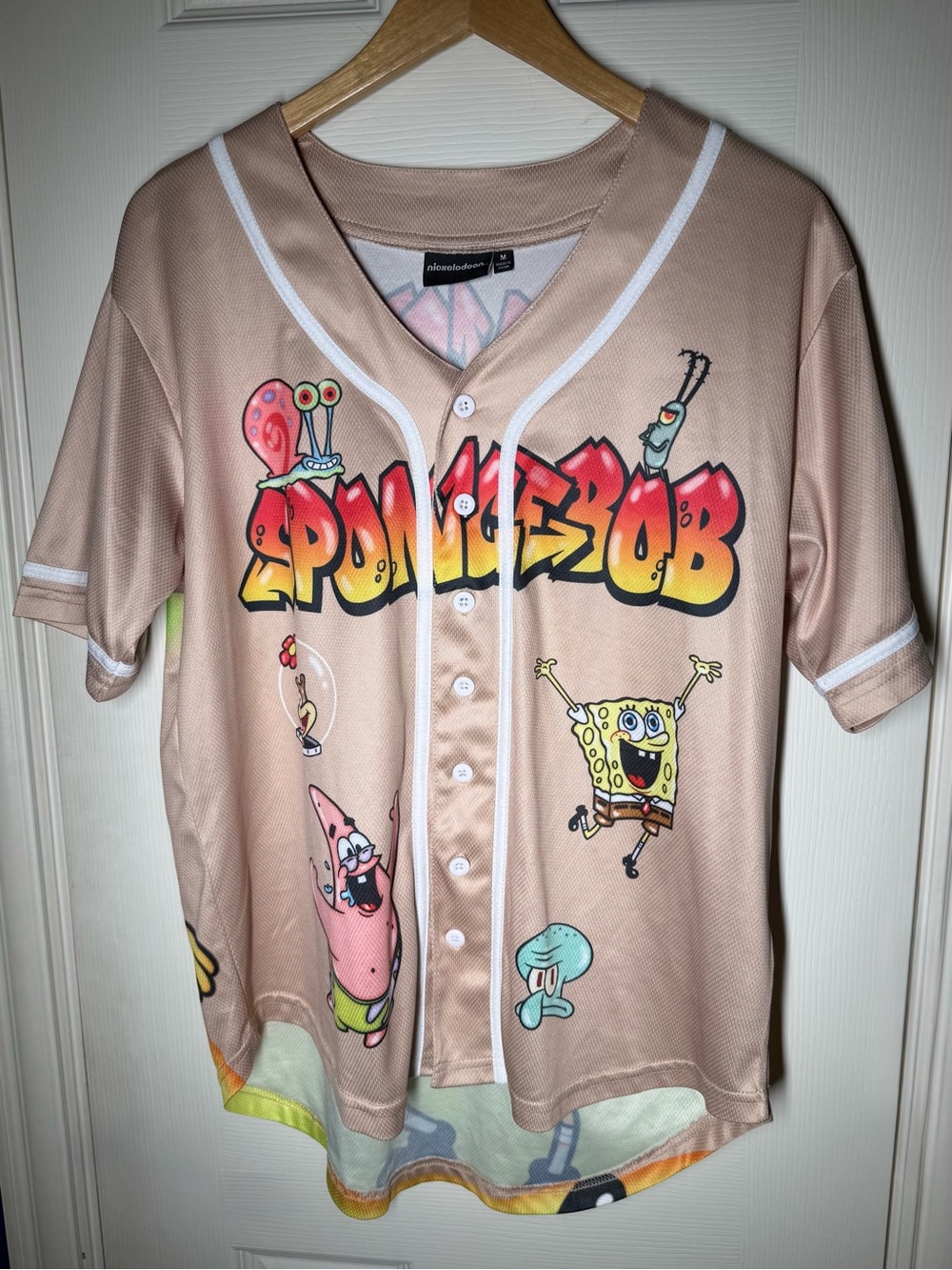 Nickelodeon SpongeBob Graphic Baseball Jersey - Tan with White Trim